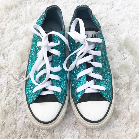turquoise glitter converse